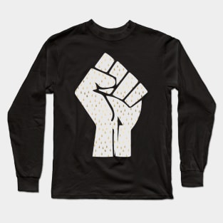 Black Lives Matter Fist White with Gold Drops Long Sleeve T-Shirt